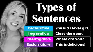 The 4 Types of Sentences with QUIZ  Declarative Imperative Interrogative amp Exclamatory Sentences [upl. by Misty]