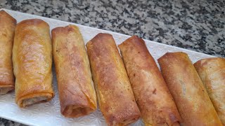 Simple Moroccan spring roll with ground beefسيكار بالكفتة طريقة جديدة ا بنينة [upl. by Farrow]