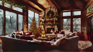 🎄Cozy Christmas Lodge By The Fire⛄ Relaxing Christmas Jazz [upl. by Akeim]