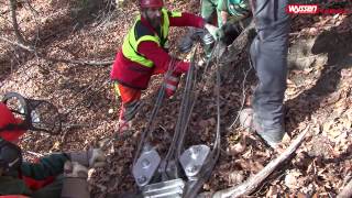 Seilkran Schulungsfilm Teil 9 Tragseil spannen und Laufwagen einhängen [upl. by Ailene200]