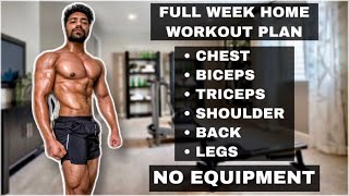 Full Week Workout Plan At Home No Equipment [upl. by Harbison]