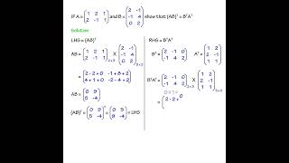 Matrix Equation  Transpose of AB  Transpose of B  Transpose of A [upl. by Benedikt419]