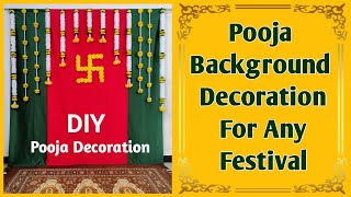 Varalaxmi Pooja Background Decoration At Home  Traditional Pooja Backdrop  Pooja decoration ideas [upl. by Drawyeh]