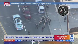 Carjacking suspect captured following wild highspeed chase in Los Angeles [upl. by Miuqaoj859]