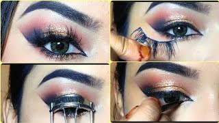 Bronzy Smokey Eye Makeup Tutorialiner corner me kajal kaise lagaye  eyelashes kaise apply kare [upl. by Nigel905]