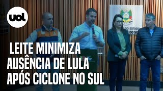 Eduardo Leite sobre ausência de Lula no Sul ’Não me interessa conflito político’ [upl. by Kaehpos]