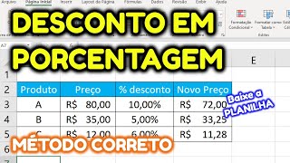 Como dar desconto em porcentagem no Excel do JEITO CERTO Passo a Passo SIMPLES [upl. by Loseff]