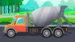 Cement Mixer Truck  Formation and Uses  Videos for Kids and Toddlers [upl. by Ahsienat]