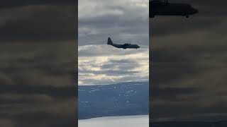 Lockheed C130 Hercules flying above Frobisher Bay landing at Iqaluit Airport iqaluit lockheed [upl. by Ahsiret]