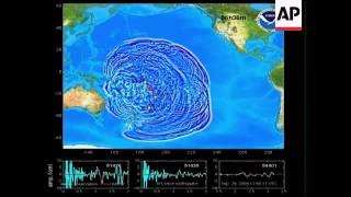 NOAA graphics of Pacific tsunami [upl. by Dafodil]