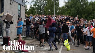 Rioters clash with police and damage hotel housing asylum seekers in Rotherham [upl. by Gaul670]