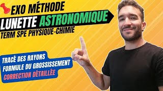 TERM SPÉ PHYSIQUECHIMIE LUNETTE ASTRONOMIQUE  EXERCICE CORRIGÉ TRACÉ DES RAYONS amp GROSSISSEMENT [upl. by Nyvlem]