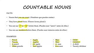 Los nombres contables e incontables en inglés  Countable and uncountable nouns [upl. by Cobb]