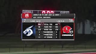 Lincoln Cardinal Football vs Lone Jack Week 1 82523 [upl. by Wengert331]