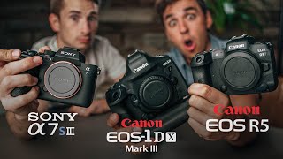 Canon R5 vs Sony A7SIII vs 1dx Mark III  The Ultimate Video Shootout [upl. by Becki]