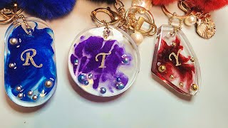 Resin keychain  three color of resin whit pearl  resin crafts [upl. by Joachim]