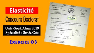 quotÉlasticité quotConcours doctorat Souk Ahras 2019 Ex03 [upl. by Bernete]