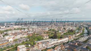 Ghent Belgium Panorama of the central city from the air Cloudy weather summer day Aerial View [upl. by Antony]