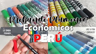 Probando PLUMONES ECONÓMICOS para Lettering en PERÚ 2021 [upl. by Gerc]