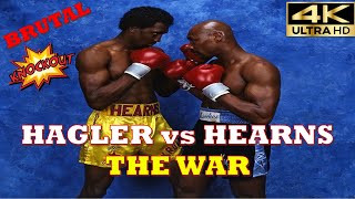 Marvin Hagler USA vs Thomas Hearns USA quotTHE WARquot  BRUTAL KNOCKOUT Super Fight  4K Ultra HD [upl. by Eniron492]