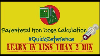 Parenteral Iron Dose Calculation  Quick Reference  Learn in less than 2min  PharmCept [upl. by Girardo]