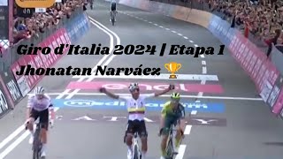 GIRO DE ITALIA 2024❤️ Etapa 1  Jhonatan Narváez APLASTANDO a TADEJ POGAČAR [upl. by Heinrick217]