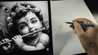 Krishna Drawing  Janmashtami Special Drawing Step by Step  Outline sketchboookbyabhishek [upl. by Assenna]