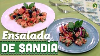 ¿Cómo preparar Ensalada de Sandía Queso Feta y Cebolla  Cocina Fresca [upl. by Cirnek]