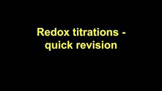 Quick Revision  Redox titrations [upl. by Einnus616]