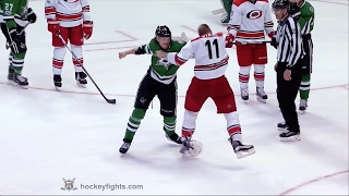 Jordan Staal vs Jamie Oleksiak Feb 11 2017 [upl. by Araeit]