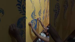 Wall stencil painting  wall stencil design ideas  stencil Art stencilart [upl. by Notlaw]