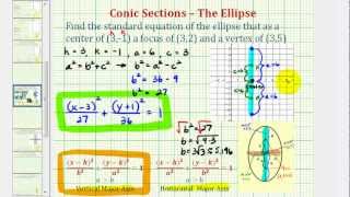 Ex Find the Equation of an Ellipse Given the Center Focus and Vertex Vertical [upl. by Larrie290]