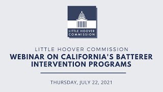 Webinar on Californias Batterer Intervention Programs [upl. by Hairem]