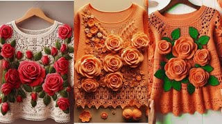 TOP 50 BEST DESIGNER IDEAS OF BEAUTIFUL EASY TRENDY CROCHET EMBROIDERY HANDMADE BLOUSE AND TOP IDEAS [upl. by Sugirdor]