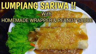 LUMPIANG SARIWA WITH HOMEMADE WRAPPER amp PEANUT SAUCE lumpiangsariwa [upl. by Maisel]