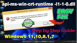 apimswincrtruntime l110dll is missing windows 1110 817  Solution [upl. by Esau]