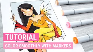 How to COLOR SMOOTHLY with ALCOHOL MARKERS  iiKiui [upl. by Yllod]