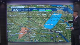 Really heavy downpours prompt flood alerts in Central Virginia [upl. by Artenak]