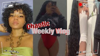 Weekly vlog New piercing  Doing a wash n go for the first time 4b4c  Pool Chill [upl. by Beaston959]