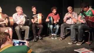 Irish Slides bodhrans whistle amp accordion  Recital of tutors Craiceann Bodhrán Festival 2014 [upl. by Harlamert]