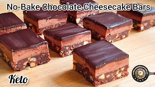 Keto Nobake Chocolate Cheesecake Bars  Rich amp Creamy Filling  Crispy Crust  So decadent [upl. by Eineeuq350]