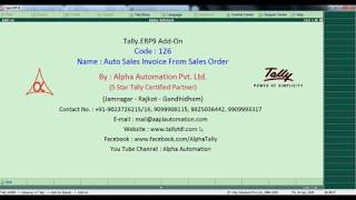 Tally Add On  Auto Sales Invoice From Sales Order in TallyERP9 software [upl. by Alo]