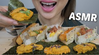 ASMR Uni Sashimi FRESH Sea Urchin with Soy Sushi Tacos NO Talking Relaxing Eating Sounds  NE [upl. by Merle]