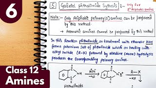 6 Gabriel phthalimide synthesis of primary amines Preparation of amines Amines Class12 Chemistry [upl. by Engenia167]