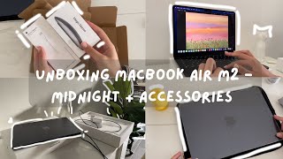 Unboxing MacBook Air M2  accessories ♥ [upl. by Mchale372]