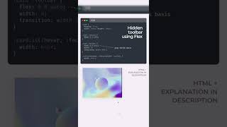 Hidden Toollbar using Flex  shortsfeed shorts htmlcsswebsite webdesign flexdesign [upl. by Notpmah]