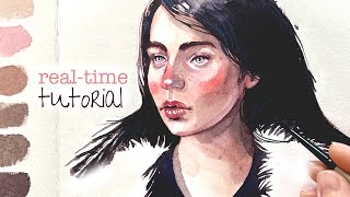 Realtime watercolor PORTRAIT tutorial 🎨 [upl. by Chantal]