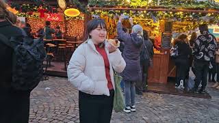 FRANKFURTGERMANYA Walk Through the Christmas Market on the RömerbergDecember 2024 [upl. by Ursola]