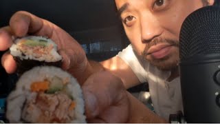 ASMR EATING SOUNDS  SUSHI amp ONIGIRI JAPANESE RICE BALLS [upl. by Henryetta]