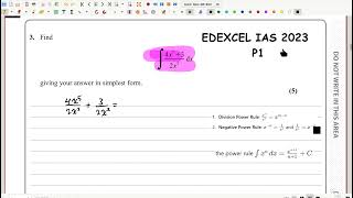 WMA1101 Edexcel IAL P1 January 2023Pure Mathematics P1  Q3 Integration power rule [upl. by Vanden]